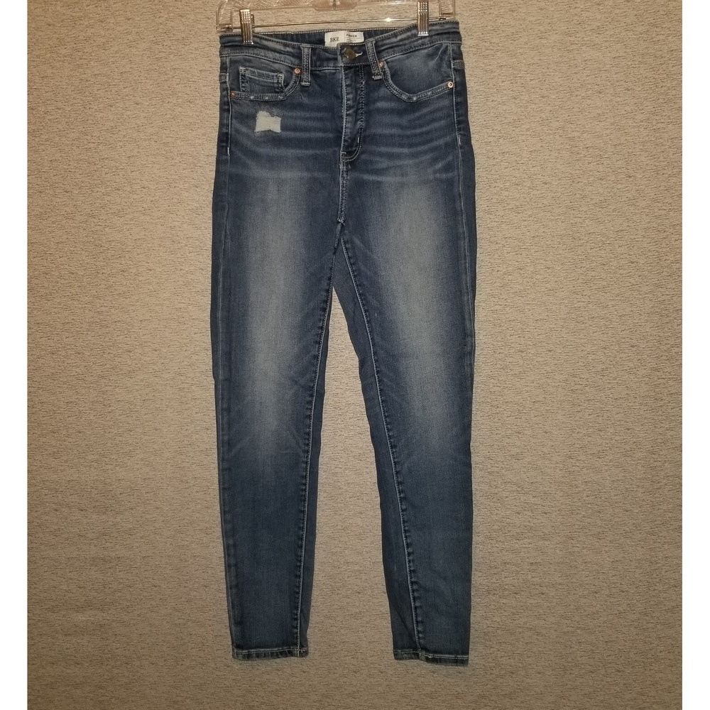 BKE Parker Jeans Size 26 Universal Fit High Rise Ankle Skinny Blue Denim Buckle - Picture 2 of 13